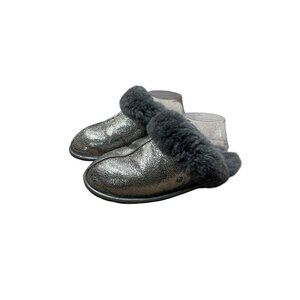 UGG SCUFFETTE II METALLIC SPARKLE Slipper Shoe GUNMETAL Grey Size 8 Womens